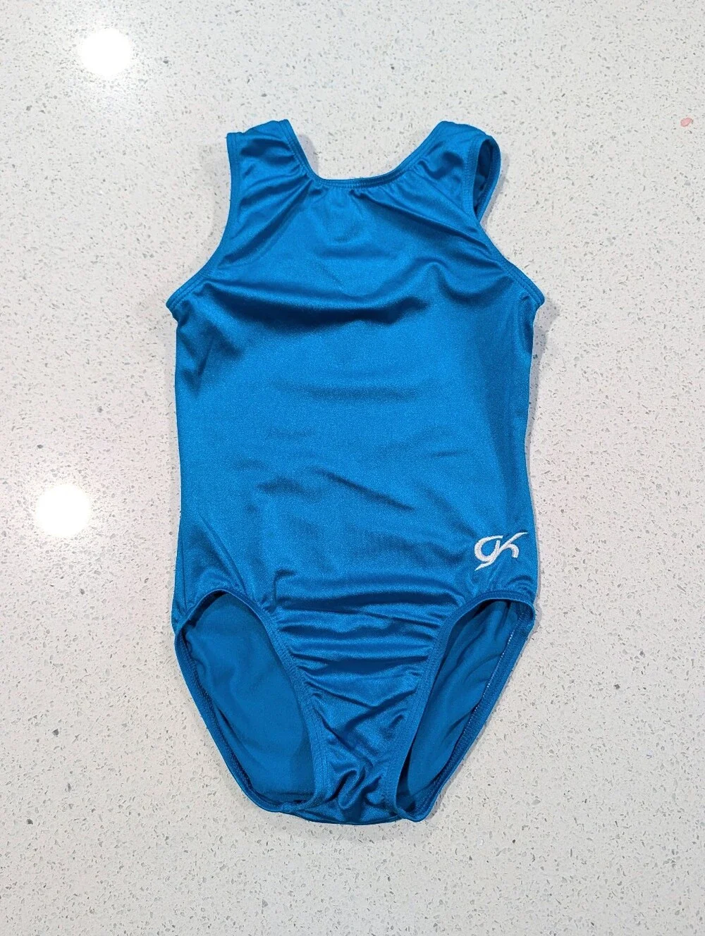 BEAUTIFUL GK Elite CM Child Medium Gymnastics Dance leotard Solid Nylon Teal